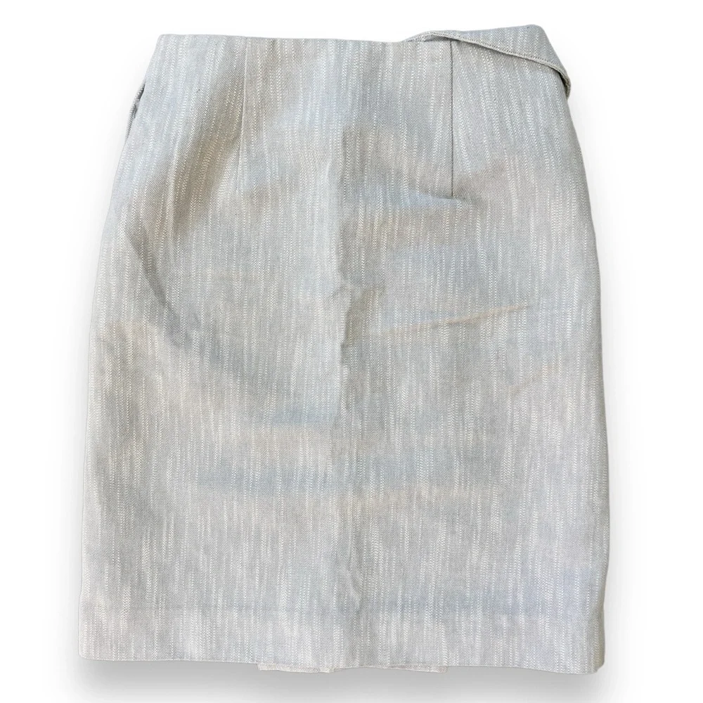 COS Knee Length Cotton Twill Gray Folded Wrap Waist Skirt